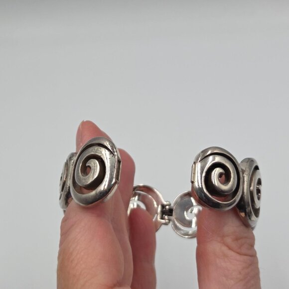 Brighton Vertigo Silver Hinged Swirl Magnetic Close Bangle Bracelet READ - Picture 7 of 7